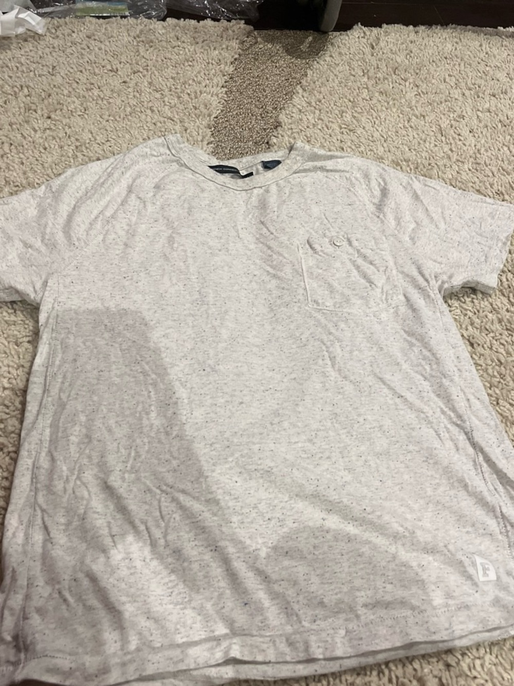 French Connection Men's Heathered Light Gray Pocket Tee